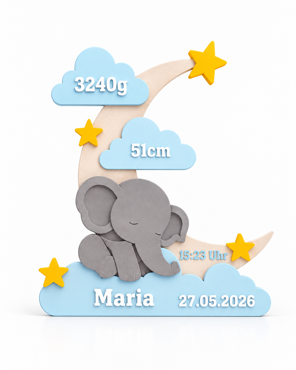 Droomolifant – Gepersonaliseerd Geboortebord